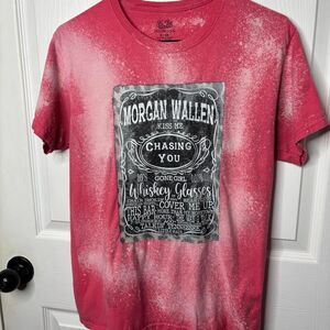 Fruit of the Loom Small Morgan Wallen Graphic T-Shirt Acid Wash Red
